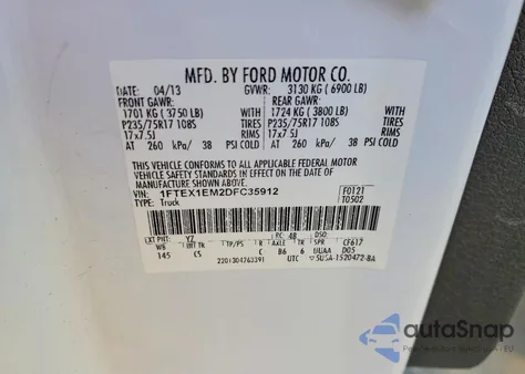 2013 Ford F150 Super Cab из США, поврежденный, VIN 1FTEX1EM2DFC35912